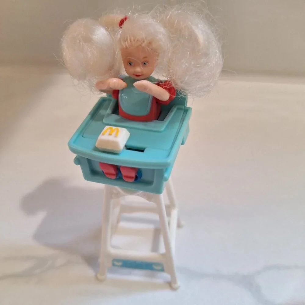 1998 Mattel Kelly Barbie High Chair McDonalds Moves Happy Meal Hair Burger‎ Toy
